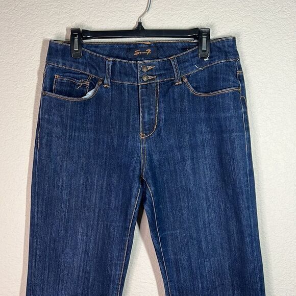 Seven7 Blue Double Button Mid Rise Boot Cut Jeans Women's Size 8 - Picture 2 of 9
